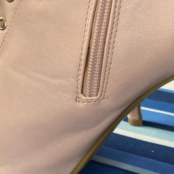 Light pink lace up peep toe ankle high heel zipper booties size 10 - Picture 7 of 14